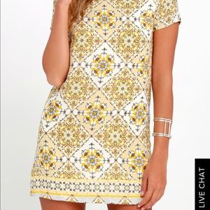 Dandy lion yellow print shift dress
